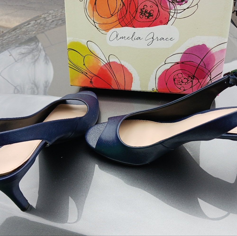 Navy Slingback Pumps